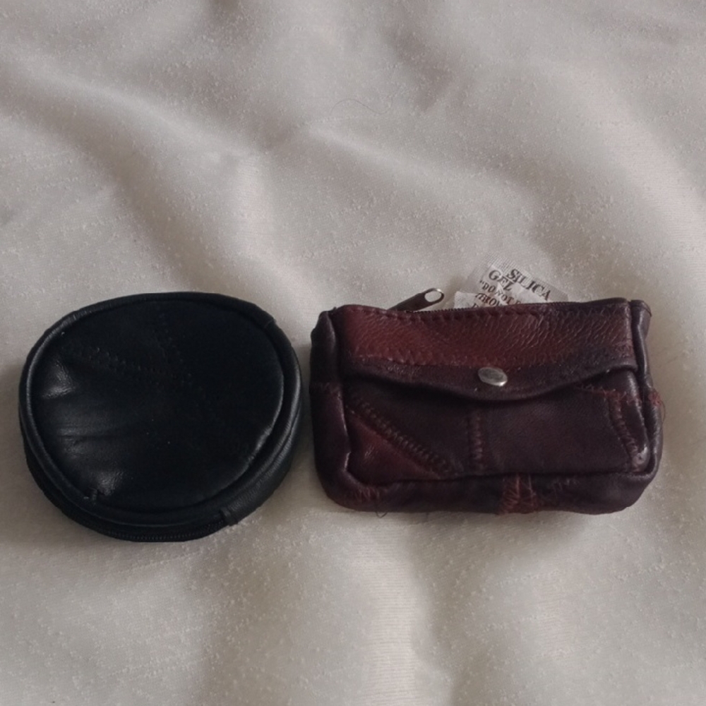 Leather Coin Pouches in Black and Brown